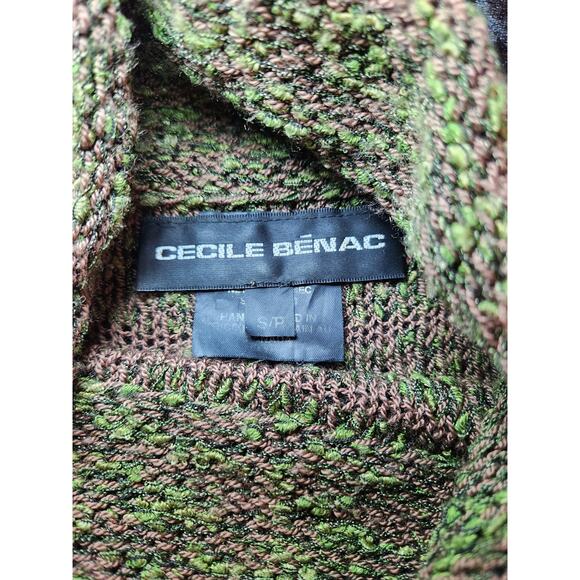 Cecile Benac Womens Turtleneck Knitted Top Brown & Green- Size Small - Picture 2 of 10